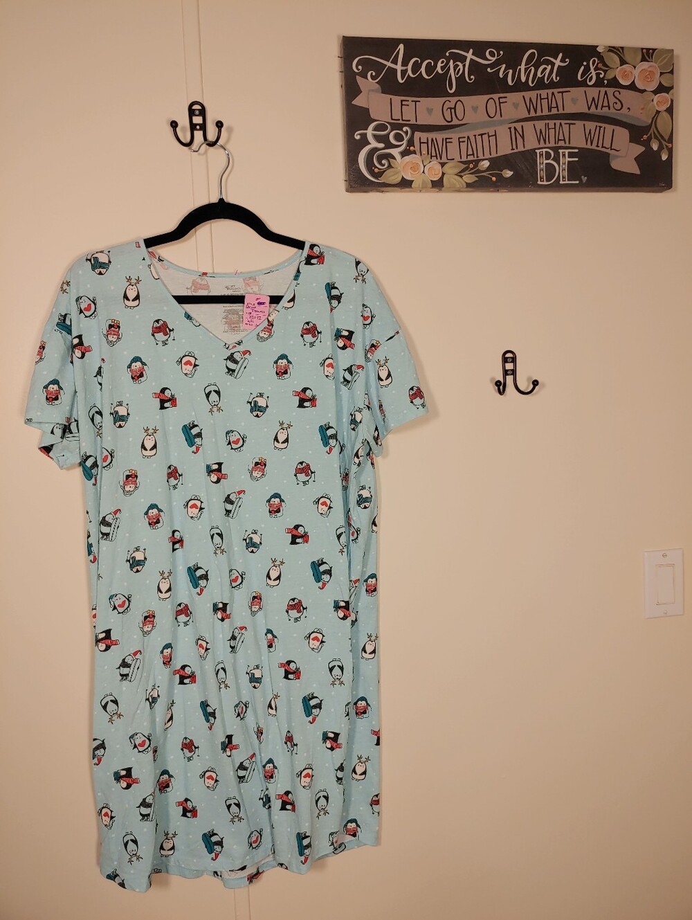 Secret Treasures Multiple Sizes blue Winter Penguin Short Sleeve Nightshirt